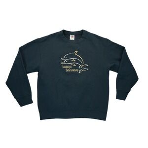 Vintage 90s Nassau Bahamas Sweatshirt Sz M Dolphin Embroidered Fruit Of The Loom